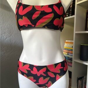Prana Black and Pink Bikini Swimwear
